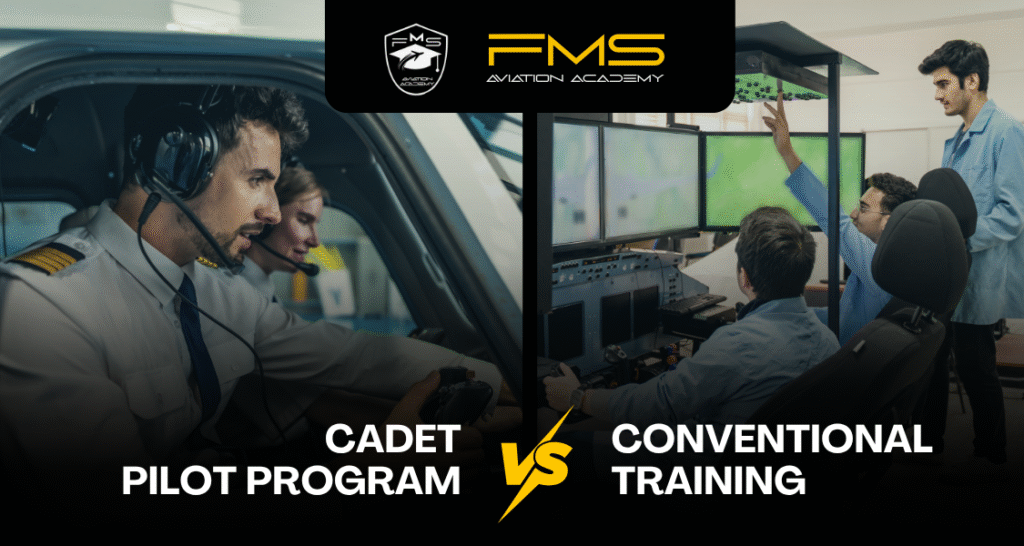 compare cadet pilot program vs conventional training